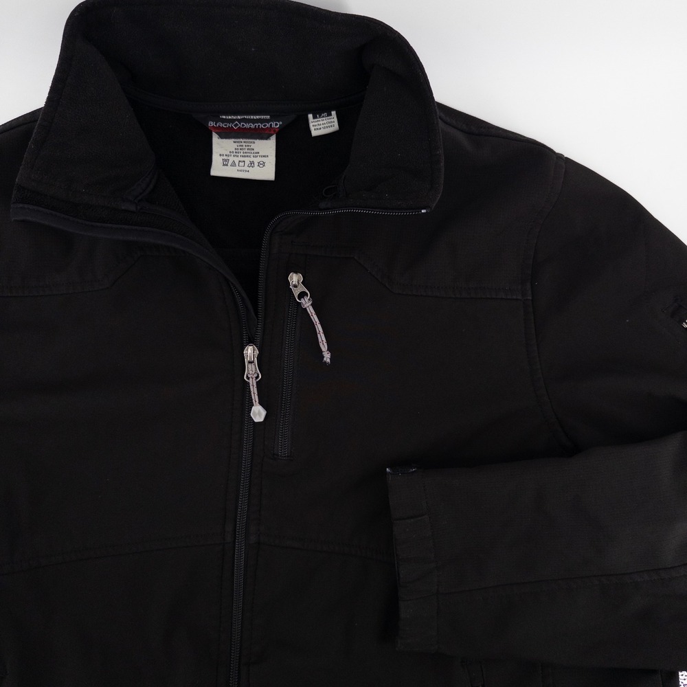 Black‎ Diamond Mens L Double Diamond Softshell Jacket Black Full Zip Hiking Gorp